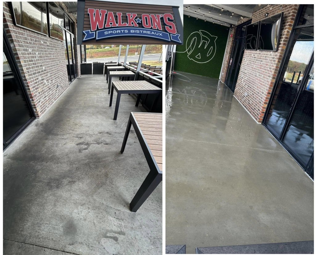 Concrete Cleaning in Madison, AL: Walk-On’s Restaurant