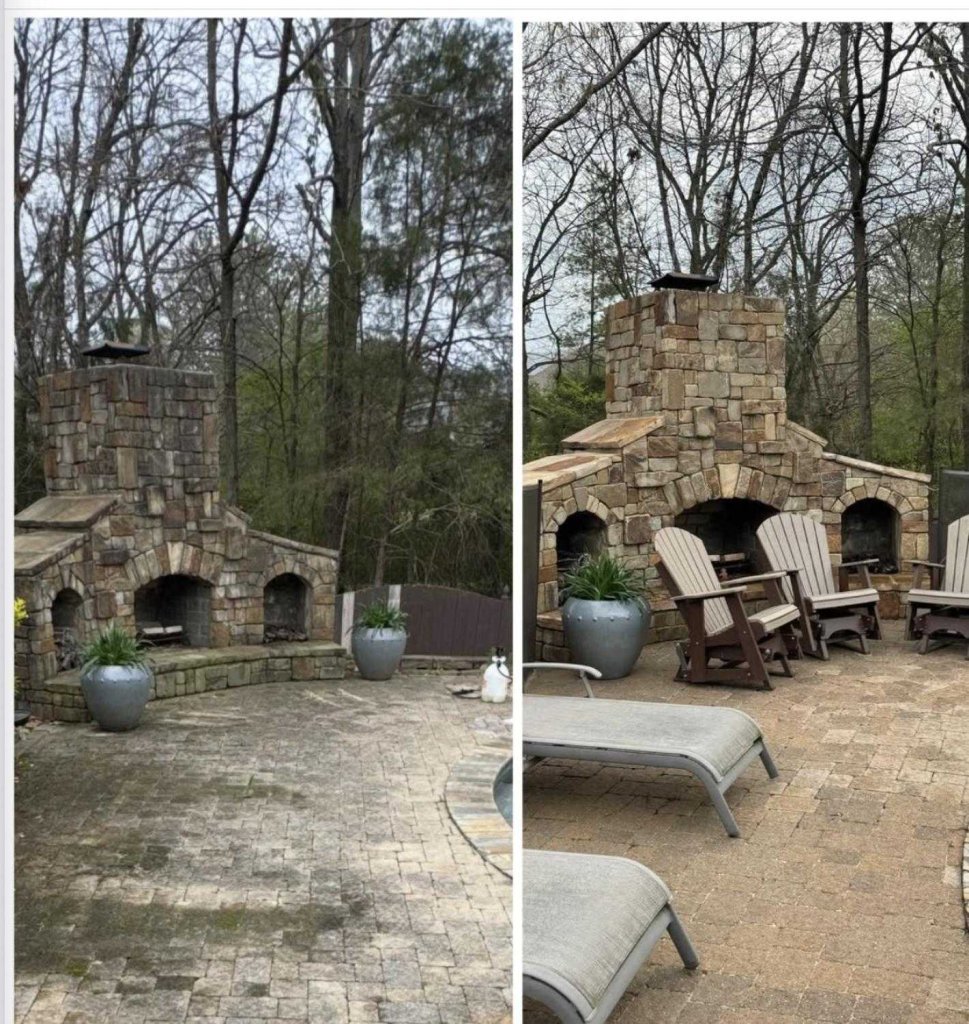 Stone Patio Pressure Washing in Hampton Cove